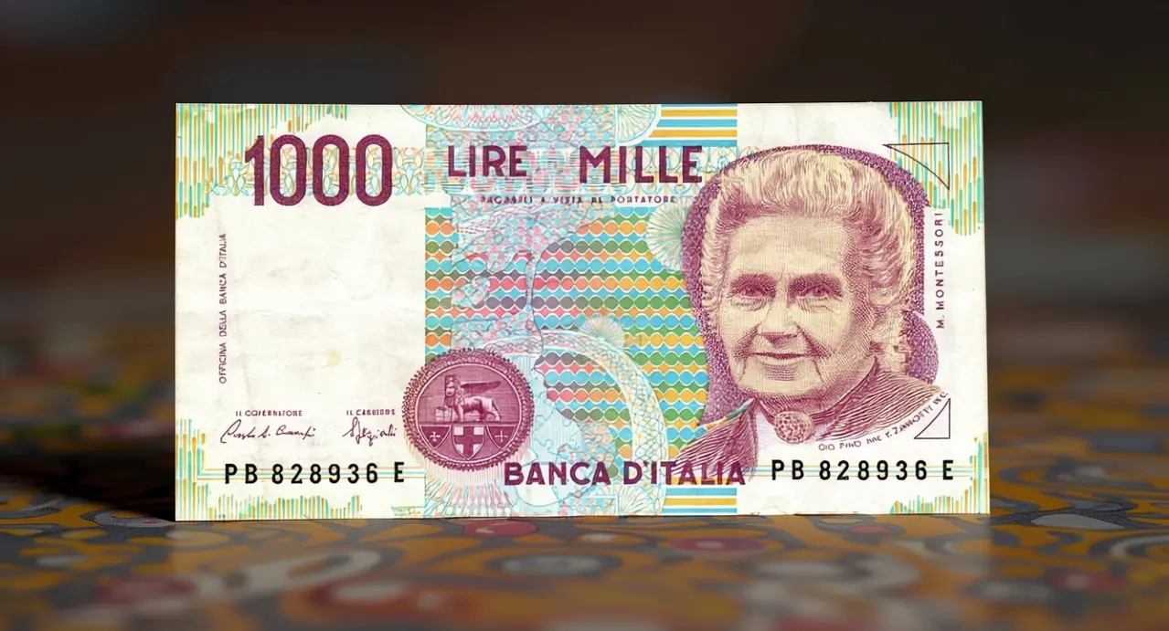 Banconota italiana da 1000 lire con il ritratto di Maria Montessori