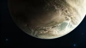 Rappresentazione artistica di un pianeta roccioso simile alla Terra nello spazio