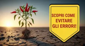 Pianta di peperoncino con radici esposte su terreno arido al tramonto